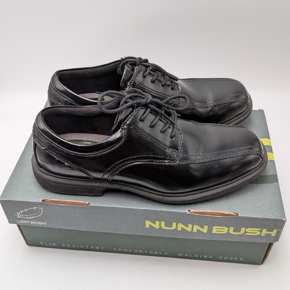 Nunn Bush Oxford Mens 8 Black Bartole ST Leather Bicycle Toe Comfort Gel‎ Dress main image 8